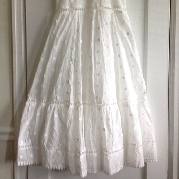 Farm Rio Harmonia Button Front Fringe Cami Dress Cottagecore Feminine WhiteParty - Picture 6 of 10